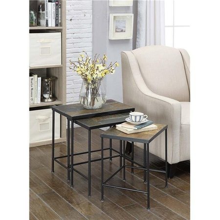 COMFORTCORRECT 3 piece Nesting Tables with Slate Tops - Metal/Slate CO70628